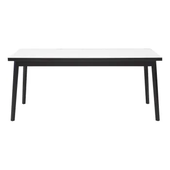 Masa de dining extensibila alba-neagra cu aspect din lemn de stejar H Hammel Single, 180 x 90 cm imagine