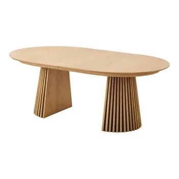 Masa de dining extensibila cu aspect de lemn de stejar cu blat suplimentar Osaka - House Nordic imagine