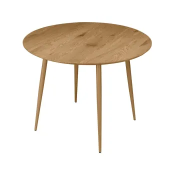 Masa de dining in culoare naturala rotunda cu aspect de lemn de stejar o 100 cm Monza - Storaa imagine