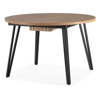 Masa de dining in culoare naturala rotunda extensibila o 120 cm Cleo - Marckeric imagine