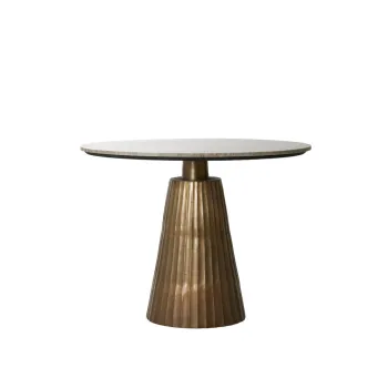 Masa de dining in culoarea bronz/in culoare naturala rotunda cu blat cu aspect de marmura o 100 cm Rianne - Light & Living imagine