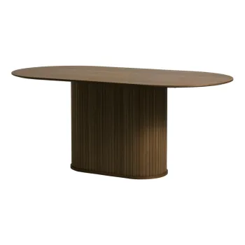 Masa de dining maro cu blat cu aspect de lemn de stejar 95x180 cm Nola - Unique Furniture imagine