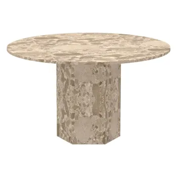 Masa de dining maro deschis rotunda din marmura o 130 cm Naxos - Actona imagine