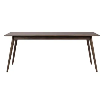 Masa de dining maro inchis extensibila cu aspect de lemn de stejar 90x190 cm Yumi - Rowico imagine