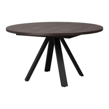 Masa de dining maro inchis rotunda extensibila cu aspect de lemn de stejar o 135 cm Maddock - Rowico imagine