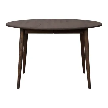 Masa de dining maro inchis rotunda extensibila din lemn masiv de stejar o 120 cm Tyler - Rowico imagine