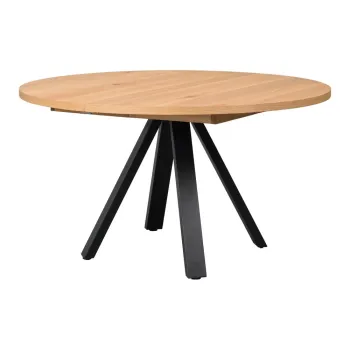 Masa de dining natural rotunda extensibila cu aspect de lemn de stejar o 135 cm Maddock - Rowico imagine