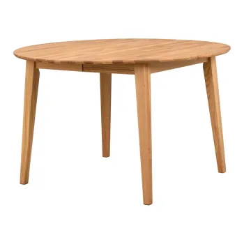 Masa de dining natural rotunda extensibila din lemn masiv de stejar o 120 cm Filippa - Rowico imagine