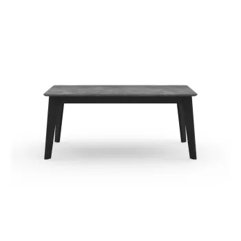 Masa de dining neagra extensibila cu blat cu aspect de lemn de beton 100x180 cm Shadow - TemaHome imagine