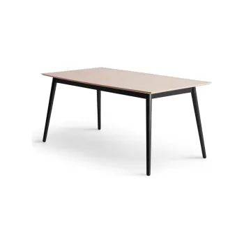 Masa de dining neagra/in culoare naturala extensibila cu blat cu aspect de lemn de stejar 90x165 cm Meza - Hammel Furniture imagine