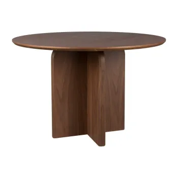 Masa de dining rotunda cu aspect de lemn de nuc o 120 cm Laurent - White Label imagine