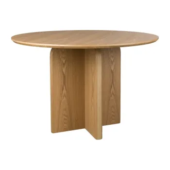 Masa de dining rotunda cu aspect de lemn de stejar o 120 cm Laurent - White Label imagine