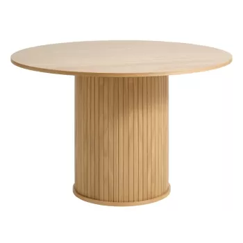 Masa de dining rotunda cu aspect de lemn de stejar o 120 cm Nola - Unique Furniture imagine