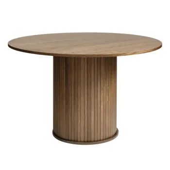 Masa de dining rotunda cu aspect de lemn de stejar o 120 cm Nola - Unique Furniture imagine