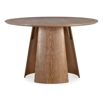 Masa de dining rotunda cu aspect de lemn de stejar o 120 cm Zuri - MOME imagine