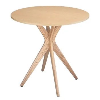 Masa de dining rotunda cu blat cu aspect de lemn de frasin o 90 cm Jubi - Ragaba imagine