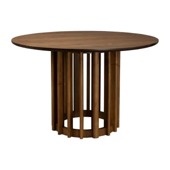 Masa de dining rotunda cu blat cu aspect de lemn de nuc o 120 cm Barlet - Dutchbone imagine