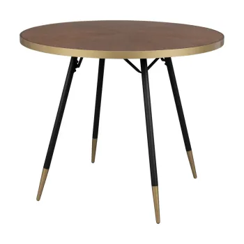 Masa de dining rotunda cu blat cu aspect de lemn de nuc o 91 cm Denise - White Label imagine