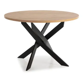 Masa de dining rotunda cu blat cu aspect de lemn de stejar 120x120 cm Ther - Marckeric imagine