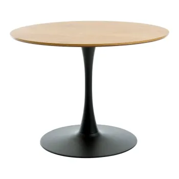 Masa de dining rotunda cu blat cu aspect de lemn de stejar o 100 cm Cesura - Unique Furniture imagine