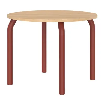 Masa de dining rotunda cu blat cu aspect de lemn de stejar o 100 cm Meko - noo.ma imagine