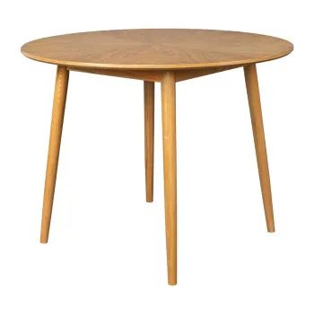 Masa de dining rotunda cu blat cu aspect de lemn de stejar o 120 cm Fabio - White Label imagine