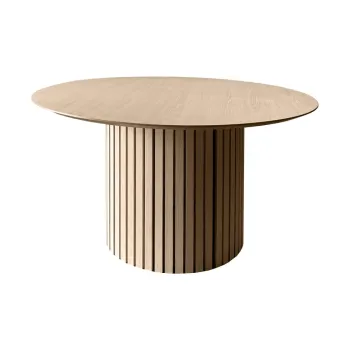 Masa de dining rotunda cu blat cu aspect de lemn de stejar o 120 cm Linley - Actona imagine
