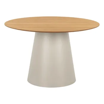 Masa de dining rotunda cu blat cu aspect de lemn de stejar o 120 cm Soli - Actona imagine