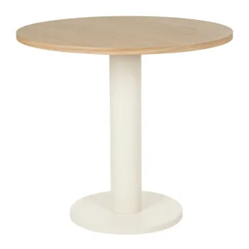 Masa de dining rotunda cu blat cu aspect de lemn de stejar o 80 cm Sool - noo.ma imagine