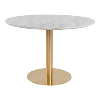 Masa de dining rotunda cu blat cu aspect de marmura o 110 cm Bolzano - House Nordic imagine