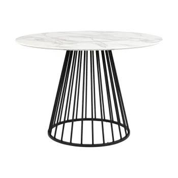 Masa de dining rotunda cu blat cu aspect de marmura o 110 cm Floris - White Label imagine
