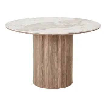 Masa de dining rotunda cu blat cu aspect de marmura o 120 cm Athens - House Nordic imagine