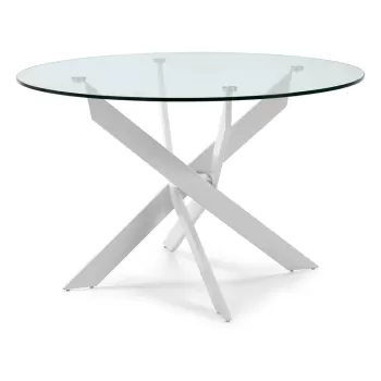 Masa de dining rotunda cu blat din sticla 120x120 cm Ruth - Marckeric imagine