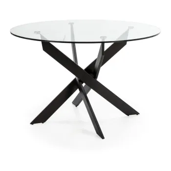 Masa de dining rotunda cu blat din sticla 120x120 cm Ruth - Marckeric imagine