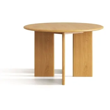 Masa de dining rotunda din lemn de stejar o 120 cm Charlotte - Micadoni imagine