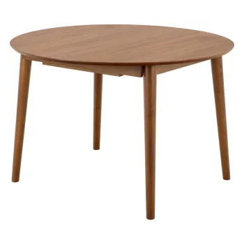 Masa de dining rotunda extensibila cu aspect de lemn de nuc cu blat suplimentar o 115 cm Montreux - Actona imagine