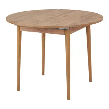 Masa de dining rotunda extensibila cu aspect de lemn de pin cu blat suplimentar o 100 cm Viona - Kalune Design imagine