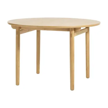 Masa de dining rotunda extensibila cu aspect de lemn de stejar o 120 cm Carno - Unique Furniture imagine