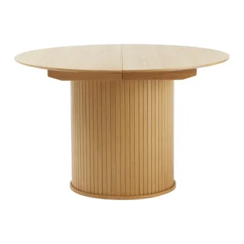 Masa de dining rotunda extensibila cu aspect de lemn de stejar o 120 cm Nola - Unique Furniture imagine