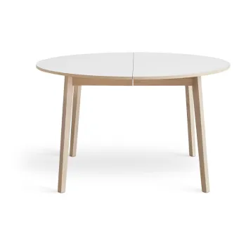 Masa de dining rotunda extensibila cu blat alb cu blat suplimentar o 130 cm Single - Hammel Furniture imagine