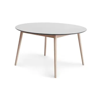 Masa de dining rotunda extensibila cu blat alb cu blat suplimentar o 135 cm Meza - Hammel Furniture imagine