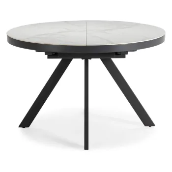 Masa de dining rotunda extensibila cu blat ceramic cu blat suplimentar o 120 cm Bela - Marckeric imagine