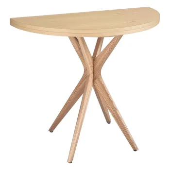 Masa de dining rotunda extensibila cu blat cu aspect de lemn de frasin 45x90 cm Jubi - Ragaba imagine