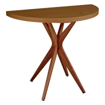 Masa de dining rotunda extensibila cu blat cu aspect de lemn de frasin 45x90 cm Jubi - Ragaba imagine