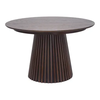 Masa de dining rotunda extensibila cu blat cu aspect de lemn de stejar o 120 cm Osaka - House Nordic imagine