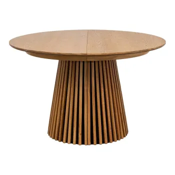 Masa de dining rotunda extensibila cu blat cu aspect de lemn de stejar o 120 cm Osaka - House Nordic imagine