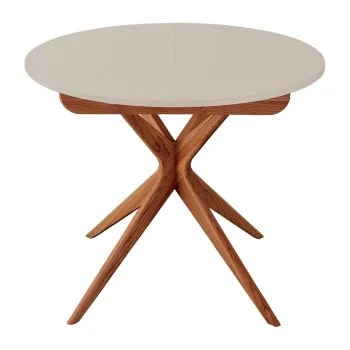 Masa de dining rotunda extensibila cu blat suplimentar o 90 cm Jubi - Ragaba imagine