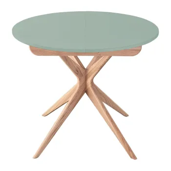 Masa de dining rotunda extensibila cu blat suplimentar o 90 cm Jubi - Ragaba imagine