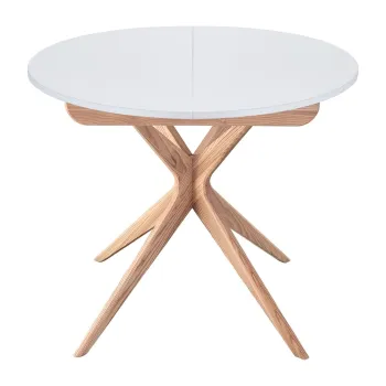Masa de dining rotunda extensibila cu blat suplimentar o 90 cm Jubi - Ragaba imagine