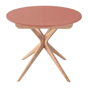 Masa de dining rotunda extensibila cu blat suplimentar o 90 cm Jubi - Ragaba imagine
